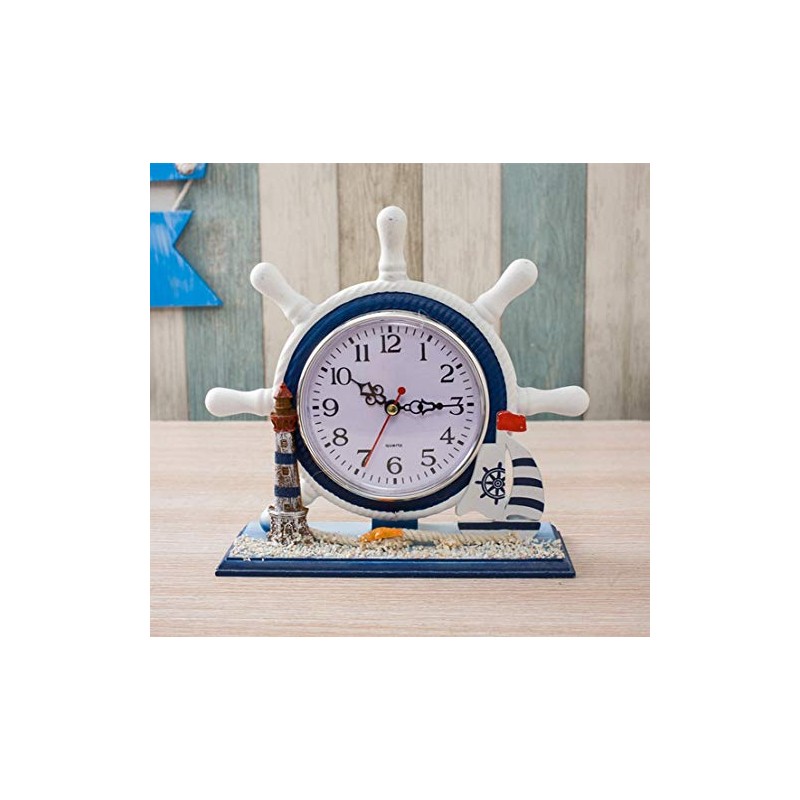 SWHONG Nautical Ship Wheel Rudder Clock Retro Shabby Chic Beach