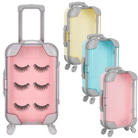 Honeydak 3 Pcs Mini Plastic Suitcase False Eyelashes Tray Luggage Trolley Candy Box Clear Suitcase Packaging Case Party Favor Box for Party Wedding Family Vacation Jewelry Cosmetic Hairpins Storage