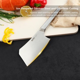 IGNITED CUTLERY 7 inch Meat Cleaver, One-piece Full Metal Cleaver Knife, Heavy Duty Butcher knife, German 1.4116 High Carbon Stainless Steel kitchen Knife, Chopping Knife for Meat, Bone, Lamb Chops