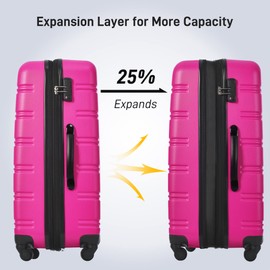 Merax Luggage Set Carry On Luggage with TSA Lock Hard Shell Suitcases & Travel Bag Dual Spinner Wheels Lightweight Durable Travel Set (Deep Pink, 3 PC(20+28+Bag))