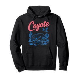 Retro Desert Coyote Graphic Tee Vintage Western Aesthetic Pullover Hoodie