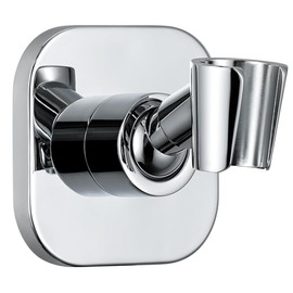 G-Promise Metal Handheld Shower Head Holder, Adjustable Wall Mount Shower Wand Bracket, Strong Adhesive Disc Mount or Drill Installation (Square, Chrome)