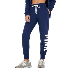 Victoria's Secret Women's Pink Logo Fleece Jogger Sweatpants, Ensign Sans, L