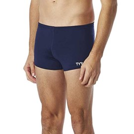 TYR Men's Durafast Elite Square Leg Swimsuit, Navy, 34