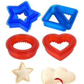 TopBine 4-Piece Sandwich Cutter and Sealer - Crustless Sandwich Maker - Great for Lunchbox and Bento Box - Boys and Girls Kids Lunch - Sandwich Cutters for Kids (Heart, Star, Triangle，Circle)