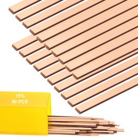 LIUBUJINGYING 50 Sticks Brazing Rods AWS BCuP-5 15% Silver Solder Phos Copper Alloy, Industry 0.050"x 1/8"x10" Flat Welding Rods Low Melt Aluminum Welding Rod for HVAC Refrigerator Air Conditioning