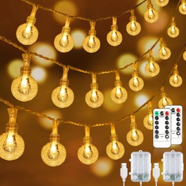 OMIKA 2 Pack 15FT 30 LEDs Battery Operated Christmas String Lights with Remote Timer and 8 Modes, Warm White USB Powered Fairy Lights Waterproof for Indoor Bedroom Outdoor Garden Decor