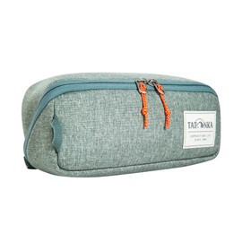 Tatonka Toiletry Bag Square Zip Pouch M (2L) - Hinged Wash Bag with 2 Zip Mesh Pockets PFC/PFAS-Free - 10 x 25 x 9 cm, Sage Green, Wide-open wash bag