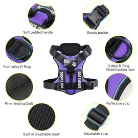 Demigreat Service Dog Harness, Reflective Dog Vest Harness with 5 PCS Patches, Adjustable Soft Oxford Pet Harness, Inner Layer Mesh, Easy to Control for Dogs