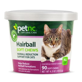 Petnc Natural Care Hairball Soft Chews for Cats (90 Count), Helps Reduce Cat Hairball Formation with Mineral Oil & Black Pepper Extract, Chicken & Cheese Flavor, For Felines of All Ages & Breeds