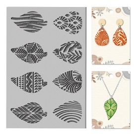 CHGCRAFT Artistic Leaves Clay Texture Mat Bohemian Polymer Clay Molds Abstract Pattern DIY Clay Texture Tools for Clay Pottery Earring Jewelry Making Stamp Engraving Machines, Leaf, 3.9x2.6inch