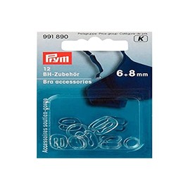 PRYM 991890 Bra accessories assorted Size 6 mm + 8 mm plastic transparent, 12 pieces
