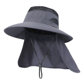 TAGVO Sonnenhut Herren Damen mit Nackenschutz, UPF 50+ Breite Krempe Outdoor-Hut Wandern Sonnenschutz Mütze Faltbar Safari Atmungsaktiv Verstellbar