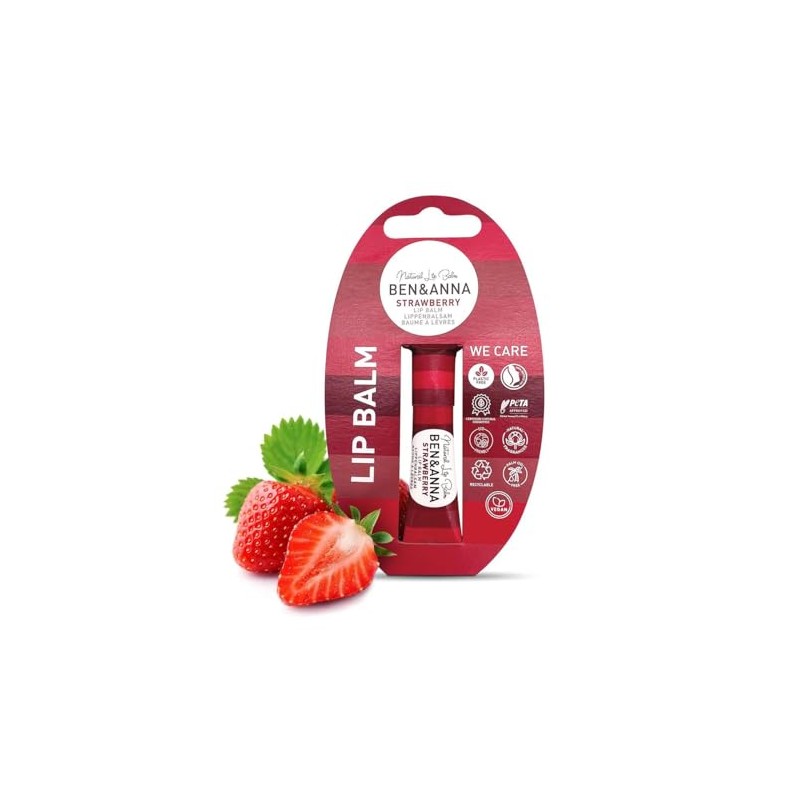Ben & Anna Natural Lip Balm, Strawberry - 6g, Moisturizing,