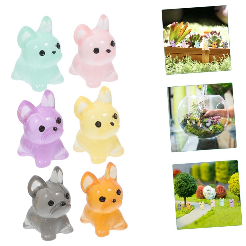 Mipcase 12Pcs Glow Dark Miniature Dog Statues Cute Puppy Ornaments