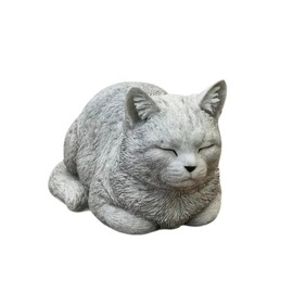 Outdoor Cat Statue Sleeping Cat Sculpture Garden Cat Figurine Memorial Cat Ornament