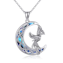 URONE Phoenix Necklace 925 Sterling Silver Phoenix Bird Pendant Phoenix Jewelry Gifts for Women (Phoenix 1)