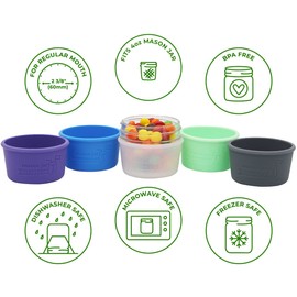 4oz Silicone Sleeves/Jackets for Protecting Small Ball, Kerr, Quilted Canning Jars by Mason Jar Lifestyle (Deep Blue, 2 Pack)