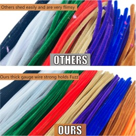 AHUIFT Upgraded 100PCS Chenille Stems Pipe Cleaners Craft DIY Art Supplies Thicker Fuzzy Wire Sticks Bulk for Kids and Toddlers Yellow