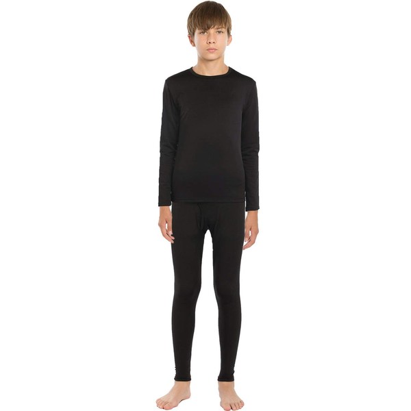 Thermal Underwear Set for Boys Long Johns Kids Base Layer Thermals Sets Boy Black