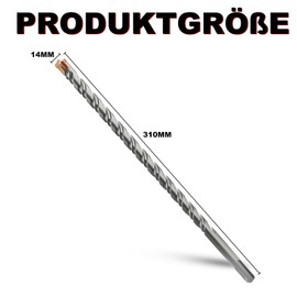 METOTY SDS Plus Drill Bit 14 mm x 310 mm, with 4 Carbide Cutting Edges, Head with Coating, Masonry Drill, Hammer Drill, Concrete Drill, for Stone, Concrete, Natural Stone, Brick Wall