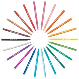 BIC Kids Cascade Fine Felt Tip Pens - Assorted Colours, Pack of 12 Colouring Markers, 926556