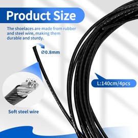 Drehverschluss Schuhe Schnürsenkel Ohne Binden Schuhbänder - Schnürsenkel Schnellverschluss Schuhbänder Ohne Binden für BOA Verschluss, Schnellverschluss Schuhe für Schnellschnürsystem (4 PCS, 140 CM)