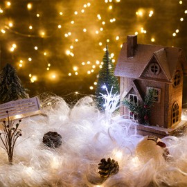 White Angel Hair Spun Glass Fake Doll Hair for Christmas Decor Fluffy Artificial Snow House for Christmas Tree Home Table DIY Gift Decoration(200g)