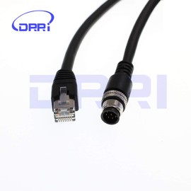 DRRI Cable blindado M12 de 8 Pines Macho a RJ45 Ethernet Cat5e, 10M