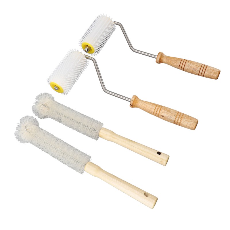 4PCS Honey Extractor Uncapping Needle Roller Wood Handle Honey Uncapper