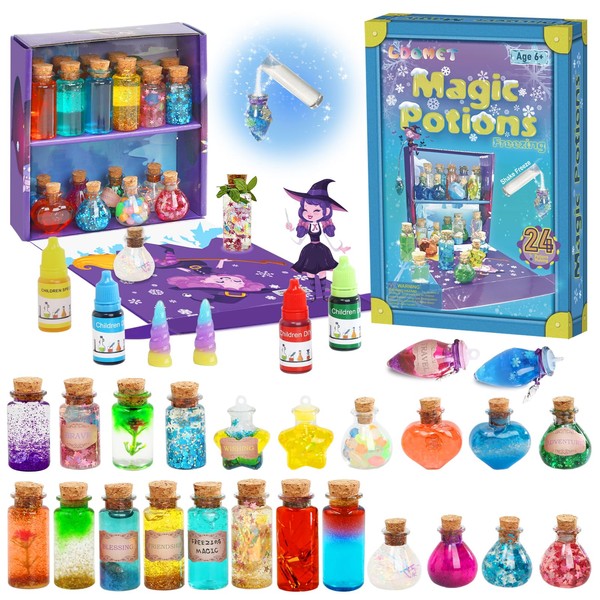 LDomet Freezing Magic Potion Kits for Kids - DIY Make 24 Bottles Gradient Potions, Creative Art Craft Kit for Girls, Fun Birthday Toys for Girl 6 7 8 9 10
