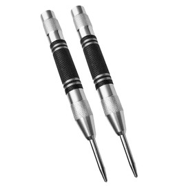 2 Pack Automatic Center Punch, Steel Adjustable One-Handed Spring Impact Loaded Center Hole Punch, Precision Marking Tool for Engineers, DIY & Workshop Use (Black Steel)