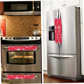 CAXUSD 6pcs Christmas Refrigerator Handle Covers Snowflake Pattern Door Handle Protectors Washable Reusable Easy to Install for Kitchen Decoration Appliance Protection