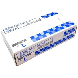 Okamoto 854B-L 379236 Hygienic Nitrile Light Gloves, Large, Blue, Powder Free, Pack of 100