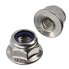 M6-1.0 Flanged Nylon Insert Lock Nuts Flange Locknuts, 304 Stainless Steel 18-8 Bright Finish, DIN 6926, 25 PCS