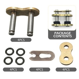 Dogary 520 Chain Master Link, 4 PCS 520 HV Chain Master Link Genuine Replacement, Heavy Duty Manganese Steel Master Connector with O-Ring Seal Kit, for Motorcycles (Gold)