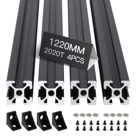 CtopoGo 4pcs 1220mm T Slot 2020 Aluminum Extrusion European Standard Anodized Linear Rail for 3D Printer Parts and CNC DIY Black