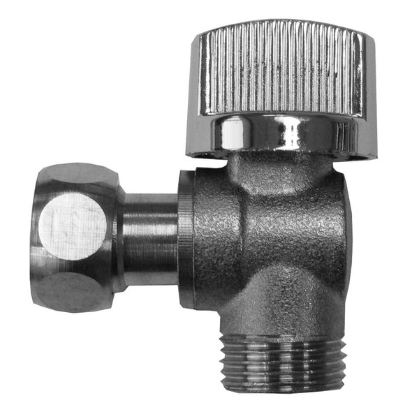 Regiplast S100 Flush Stopcock Angled Sphere 3/8 inch Chromed Brass