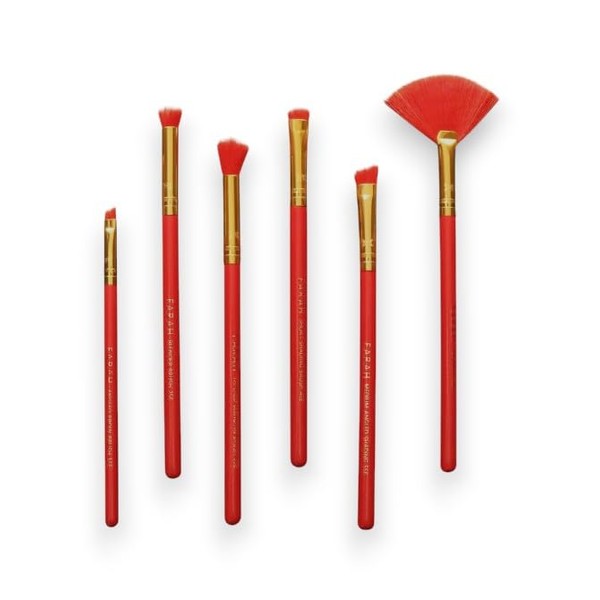 F.A.R.A.H Red Siren Vegan Makeup Brush Set - Synthetic Bristles