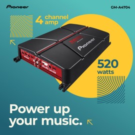 Pioneer GM-A4704 4-Channel Car Amplifier – 520W Max, Class AB, Bridgeable Design, Bridgeable, Variable high-Pass Filter
