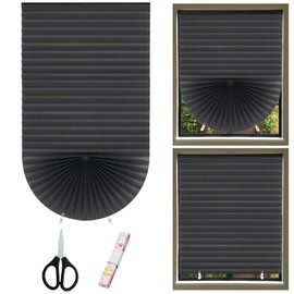 KASURE 1 Pack Temporary Blackout Blinds, 90 X 180 CM Black No Drill Blinds, Stick on Blinds for Windows, for Bedroom, Kitchen, Loft & Travel RV Car, Comes with 2 Clips, 1 Tape Measure, and 1 Scissors