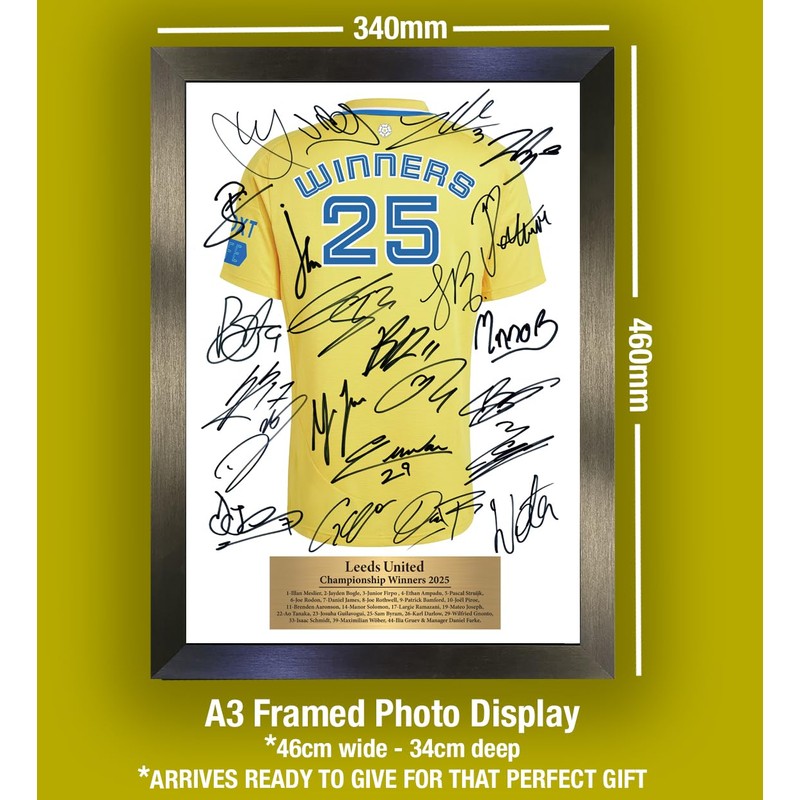 Leeds United Championship Winners 2025 Limited Lufc Edition Signed A3