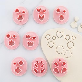 10 PCS Polymer Clay Cutters Set, Mini Flower Petal and Heart Clay Cutters for Earrings Making, Assorted Shapes Floral Leaf Butterfly Clay Molds DIY Jewelry Making Tools