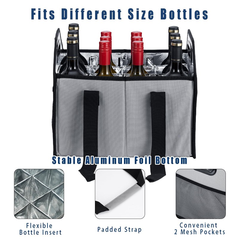 LUILANC Bottle Wine Carrier Collapsible 12 Bottle Storage Box Reusable