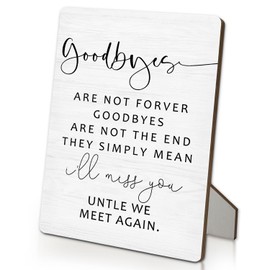 IRTAGANNY in Loving Memory Sign, Goodbyes are Not Forever Memorial Wooden Stand Sign 5"X7", Memorial Decorations for Loss of Loved One, Funeral Table Decorations for Table (5x7 Inch)