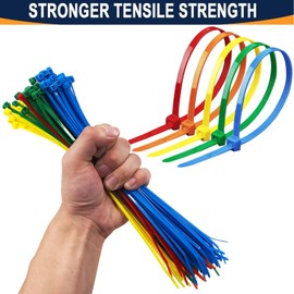 Cable Ties, 200mm x 4.8mm, Pack of 100, Green Premium Nylon Zip Ties, Multi-Purpose Plastic Tie Wraps, Secure Self-Locking Mechanism, for Home, Garden, Office and DIY