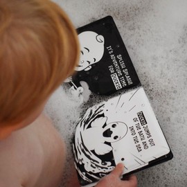 Duckie Goes On An Adventure High Contrast Black and White Baby Bath Book, Sensory Play, Bath Toy, Baby Book,