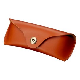 Pearl 092980 Eyeglass Case, Hard Case, Genuine Leather, Cowhide Leather, Button Magnetic, Leather, Brown, HL-1SBR Genuine Leather