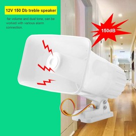 12V Siren Alarm Dual Siren 150 DB DC 12V Alarm Horn Dual Wired Horn Siren Burglar Alarm System Dual Wired Siren Alarm ABS Shell for Host, Gas Leakage, Infrared Alarm