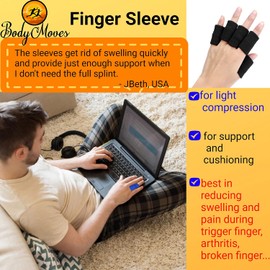 BodyMoves 2 férulas de dedo más 2 mangas para gatillo Mallet Broken Finger Brace soporte articular para hombres y mujeres, ideal para personas mayores (juego de 4 piezas, amarillo soleado)